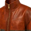 Brown Leather Bomber Jacket