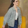 Caitlin Clark Checked Chambray Blouson Jacket - Image 3