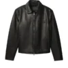 Jung Kook Black Leather Racer Jacket