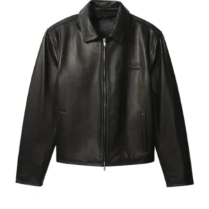 Jung Kook Black Leather Racer Jacket