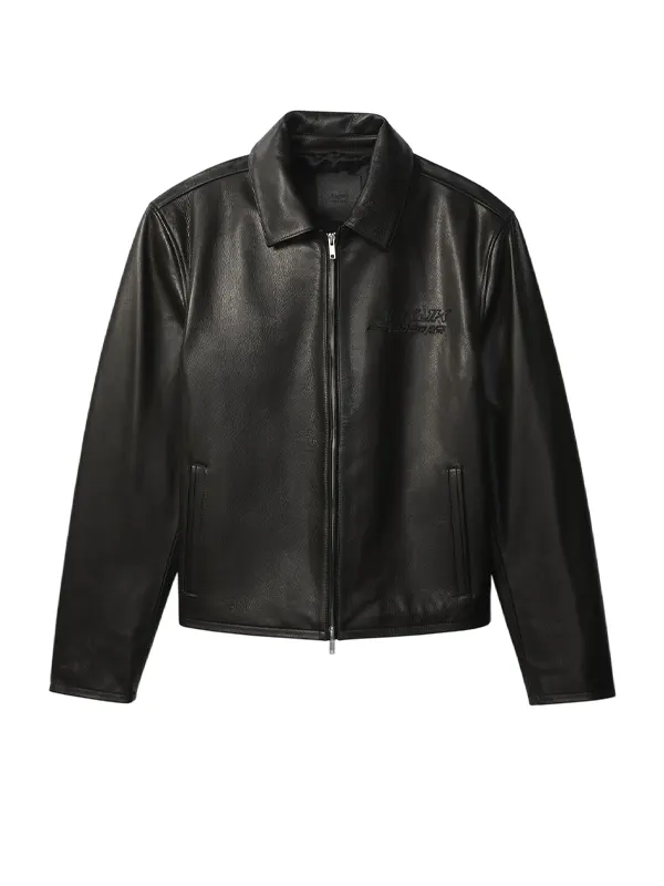 Jung Kook Black Leather Racer Jacket