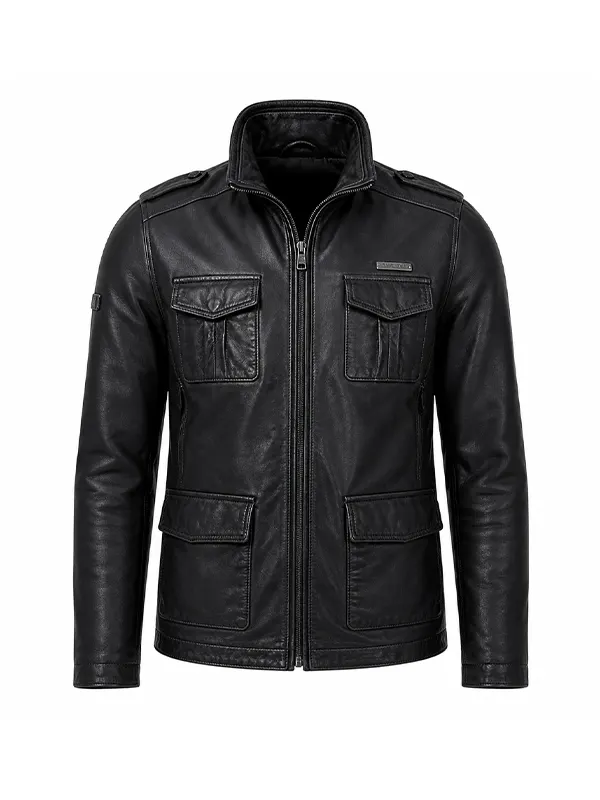 Stussy Biker Leather Jacket Black