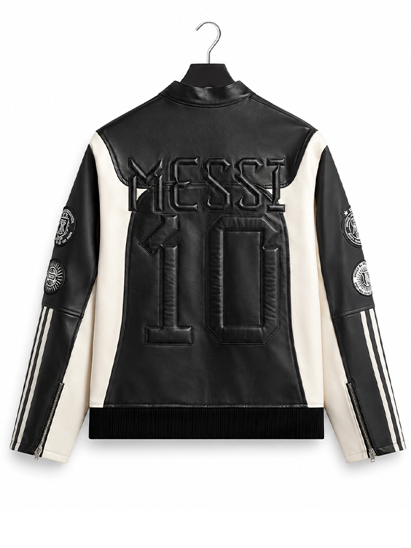 Lionel Messi Football Leather Biker Jacket - Image 3