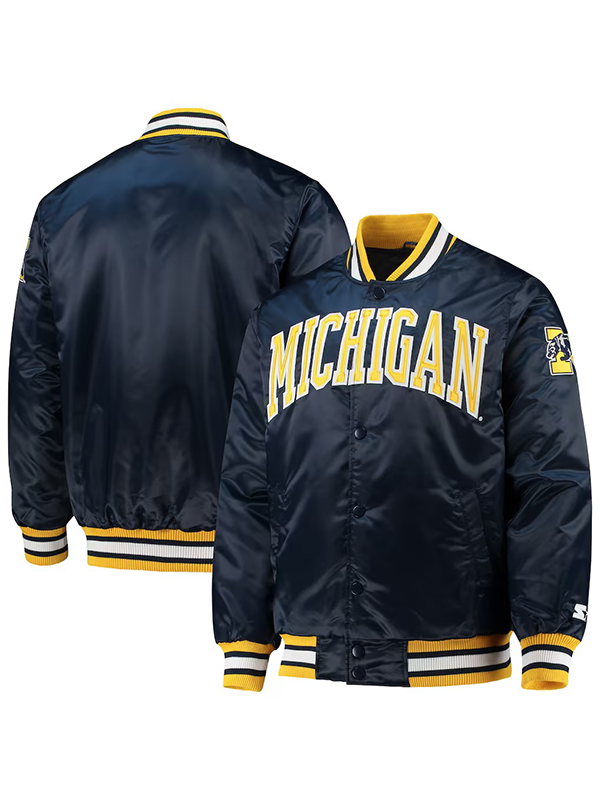 1980s Michigan Wolverines Starter Satin Varsity Jacket