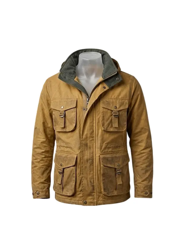Brad Pitt Tan Survival Field Jacket mustard