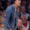 Timothee Chalamet Knicks Game 4 Denim Trucker Jacket - Image 2