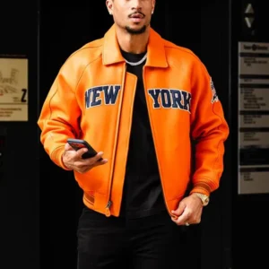 Josh Hart Knicks Leather Varsity Jacket