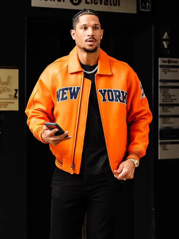 Josh Hart Knicks Leather Varsity Jacket
