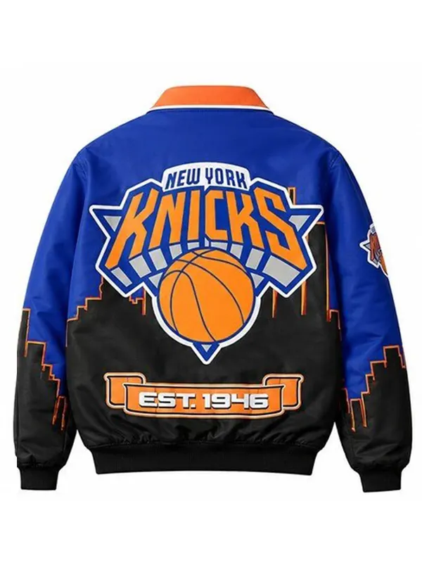 Karl-Anthony Towns New York Knicks leather varsity jacket 2026