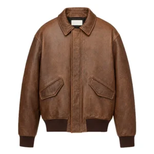 Men’s Vintage Brown Leather Bomber Jacket