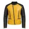 Men's Yellow Leather Motorcycle Jacket