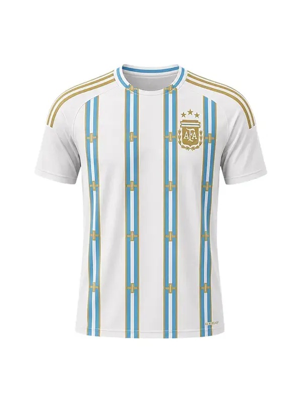 Messi Argentina Gold Stripe Jersey