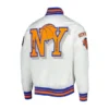 New York Knicks 2X Champions Mash-Up Satin Varsity Jacket - Image 2