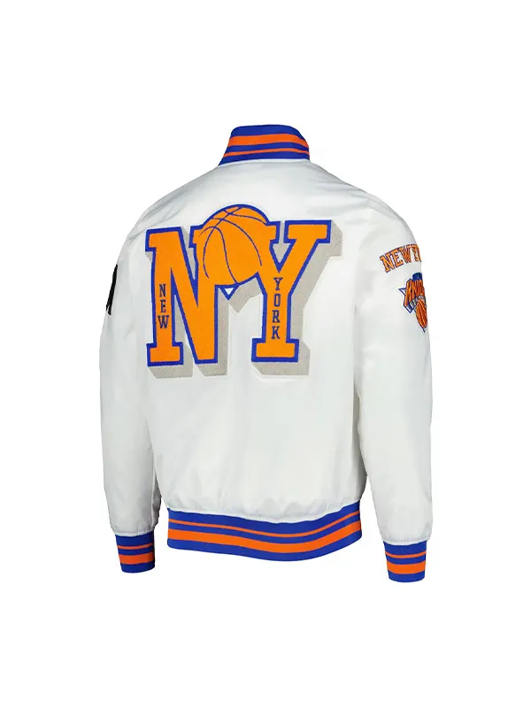 New York Knicks 2X Champions Mash-Up Satin Varsity Jacket - Image 2