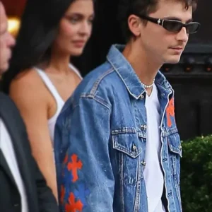 Timothee Chalamet Knicks Game 4 Denim Trucker Jacket
