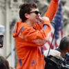 Timothée Chalamet Knicks orange hoodie