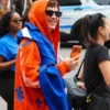 Timothée Chalamet Knicks orange zip up hoodie