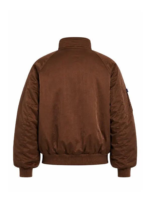 Women’s Brown Oversized Bomber Jacket - Image 2