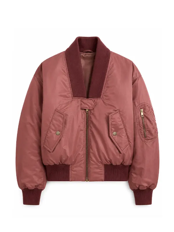 Women Oversized Technical Satin Bomber Jacket - Image 3