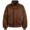 women's oversized bomber jacket brown