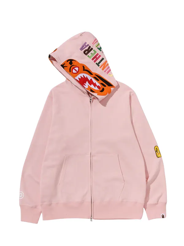 Bape Tiger Full Zip Pink Hoodie