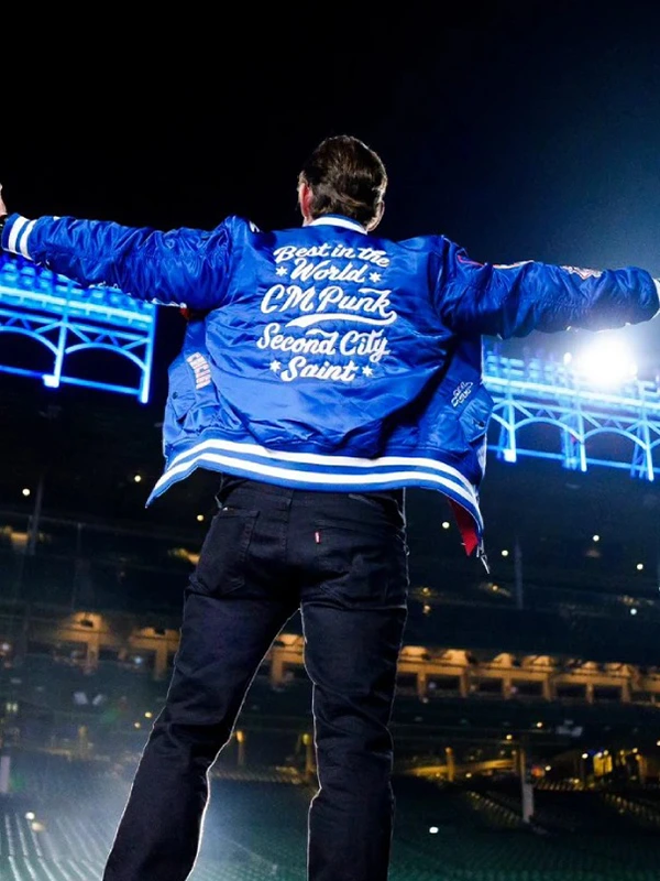 CM Punk Cubs blue satin jacket