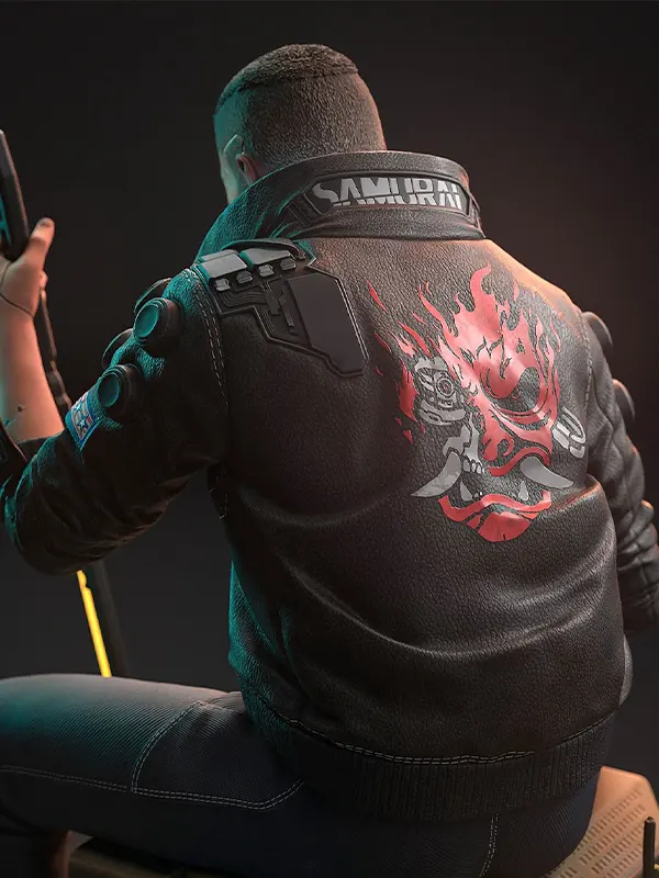 Cyberpunk 2077 Samurai Brown Bomber Jacket - Image 3