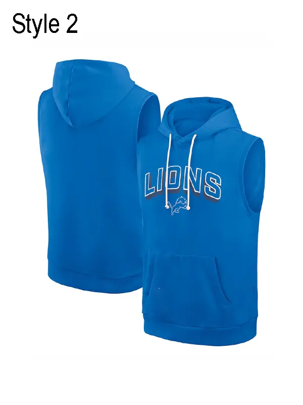 Detroit Lions Sideline Sleeveless Hoodie Blue