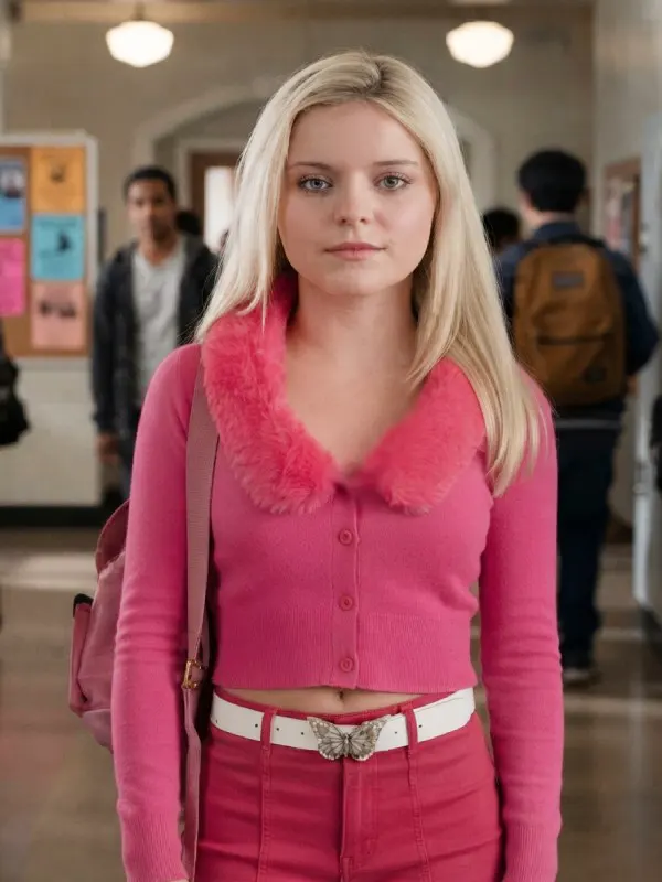 Elle 2026 Lexi Minetree Pink Fur Collar Cardigan