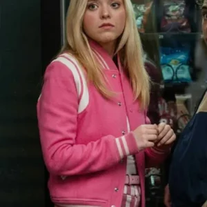 Elle 2026 Lexi Minetree Pink Wool Teddy Bomber Jacket
