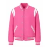 Elle 2026 pink wool bomber jacket