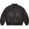 Genuine Multi Stud Black Leather Biker Jacket