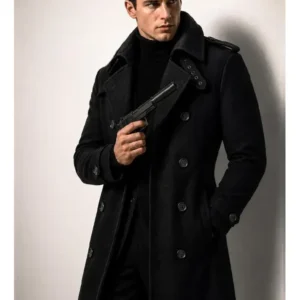 James Bond 007 First Light black wool trench coat 2026
