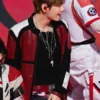 Kim Taehyung V FIFA World Cup 2026 Red and Black Color-blocked Leather Jacket