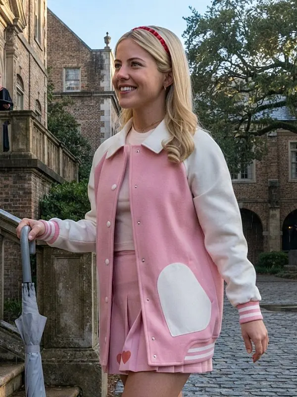 Lexi Minetree as seen on hearts pink varsity jacket