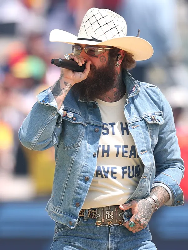 Post Malone World Cup Finals 2026 Canadian Tuxedo Denim Jacket