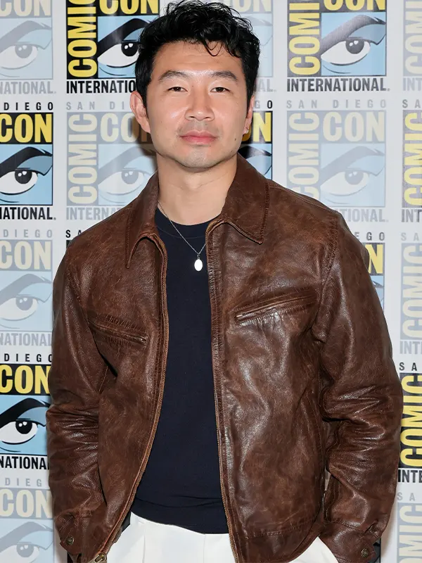 Simu Liu Comic-Con 2026 Brown Leather Jacket