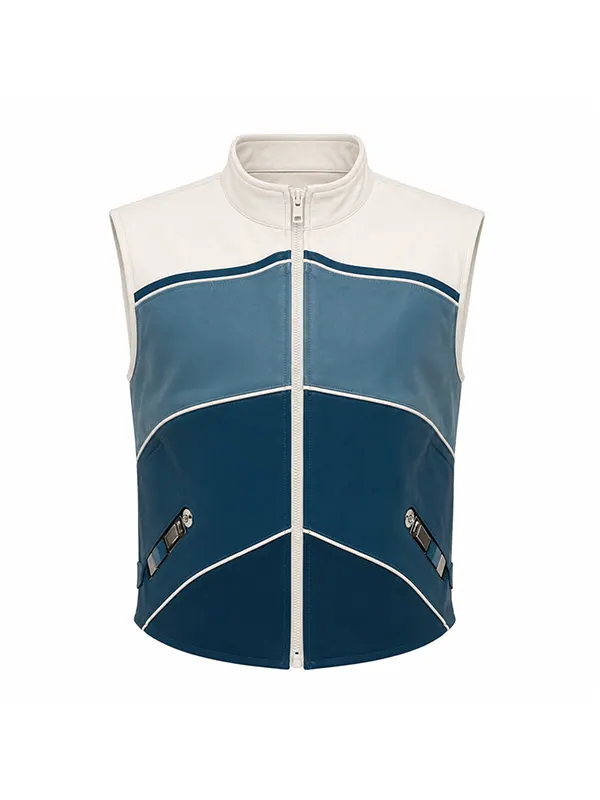 Vanessa Kirby Avengers Doomsday 2026 Sue Storm Blue and White Suede Jacket