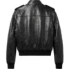 Women's Black Leather Aviator Jacket - Image 2