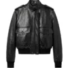 Women's Black Leather Aviator Jacket