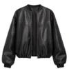 Women's Oversized Black Bomber Jacket