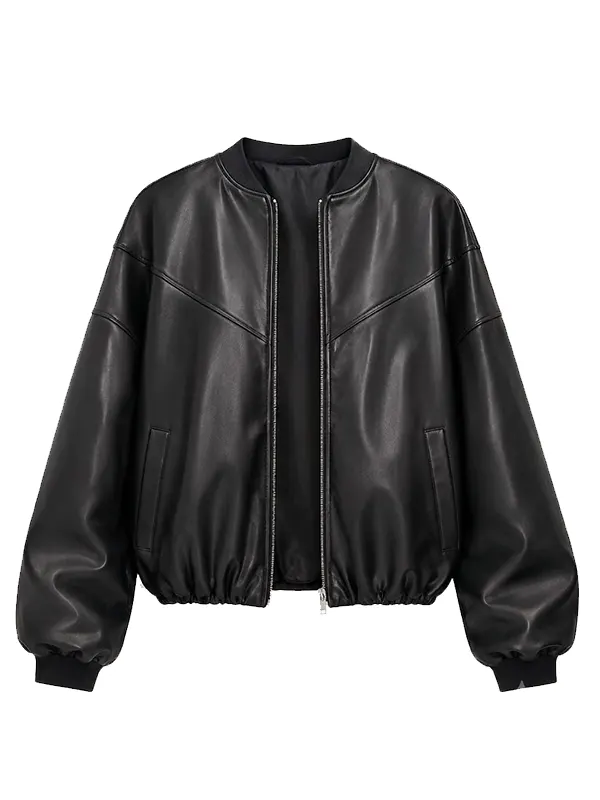 Women's Oversized Black Bomber Jacket