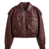 Women's Oversized Faux Leather Bomber Jacket