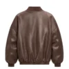 brown faux leather bomber jacket
