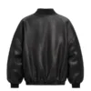 Women's Oversized Brown Faux Leather Bomber Jacket - Image 4