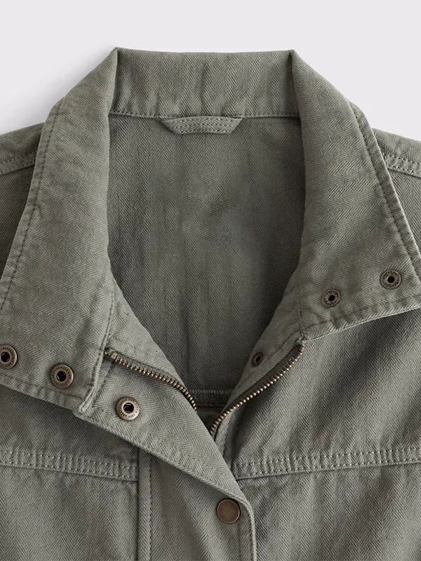 women's green jean jacket