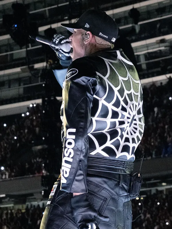 Chris Brown R & B Tour 2026 Black Vanson Leathers Spider-web Jacket