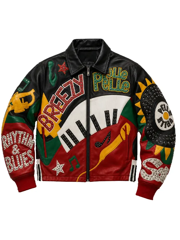 Chris Brown leather bomber jacket 2026
