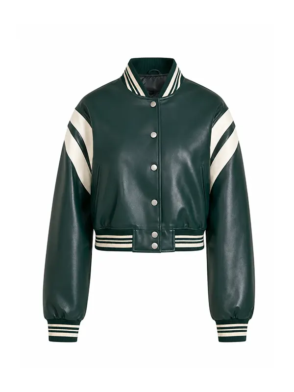 Women's Vegan Leather Varsity Jacket - Image 3