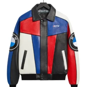Kith & Avirex Color-Blocked Leather Moto Racing Jacket
